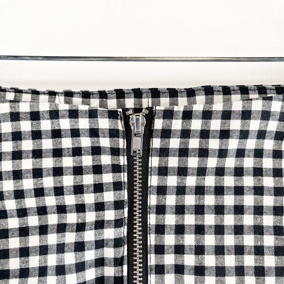 H&M Wrap Front Ruffle Hem Gingham Mini Skirt Black White 6 - Picture 12 of 12